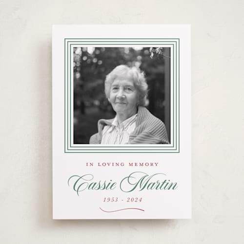 This is a sage memorial cards with standard by Alston Foster called classic love printing on recycled smooth signature in standard
