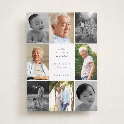 This is a linen memorial cards with standard by Angela Thompson called elegant gallery printing on recycled smooth signature in standard