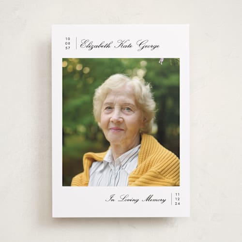 This is a ink memorial cards with standard by Megan Davis called atelier printing on recycled smooth signature in standard