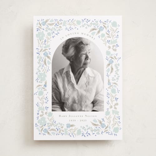 This is a bluebell memorial cards with standard by Hannah Williams called garden memorial printing on recycled smooth signature in standard