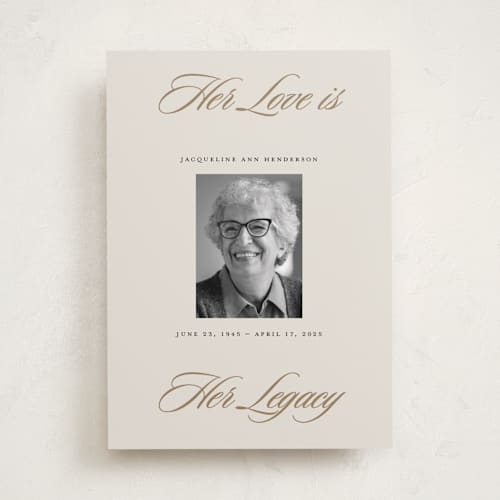 This is a buff memorial cards with standard by Carrie ONeal called journey printing on recycled smooth signature in standard