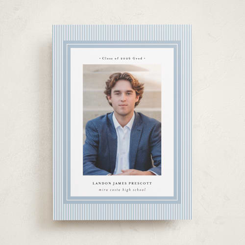 This is a sky graduation announcements with standard by Shirley Lin Schneider called seersucker printing on recycled smooth signature in standard