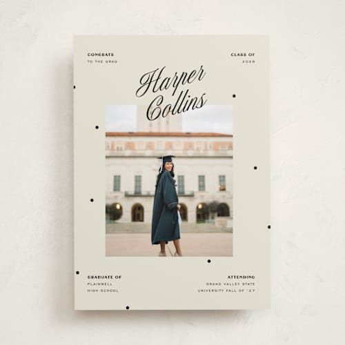 This is a butter graduation announcements with standard by Pixel and Hank called the modern printing on recycled smooth signature in standard