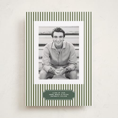 This is a pine graduation announcements with standard by Sherley Ferreira called stripes of success printing on recycled smooth signature in standard