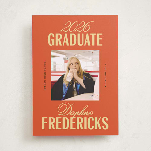 This is a sunshine graduation announcements with standard by Jackie Crawford called modern bright star printing on recycled smooth signature in standard