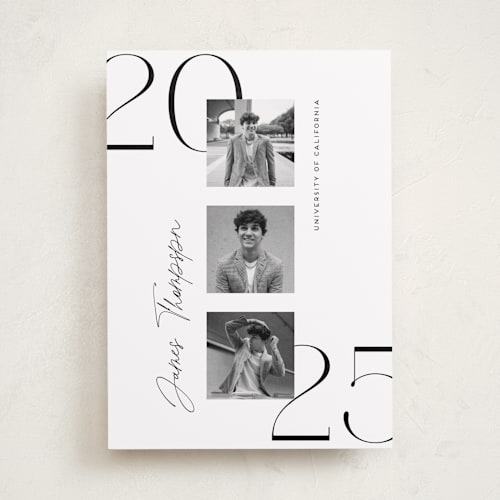 This is a ivory graduation announcements with standard by Monika Torun called stacked printing on recycled smooth signature in standard