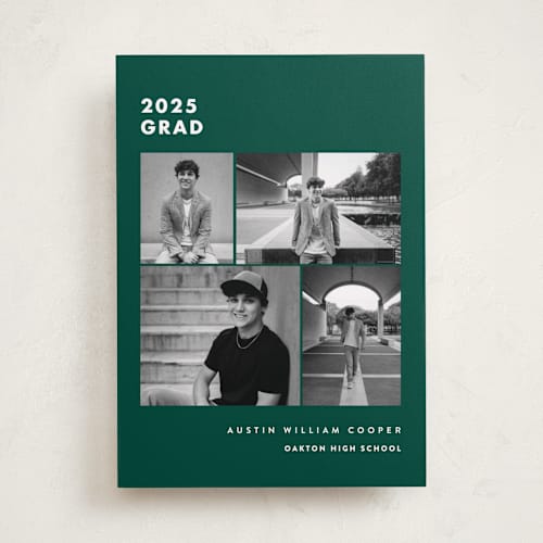 This is a emerald graduation announcements with standard by Olivia Raufman called fourth quarter printing on recycled smooth signature in standard