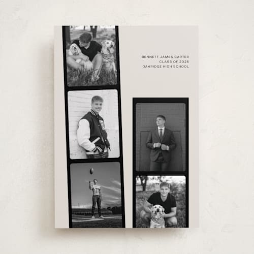 This is a shadow graduation announcements with standard by taylorVdesign called highlight reel printing on recycled smooth signature in standard