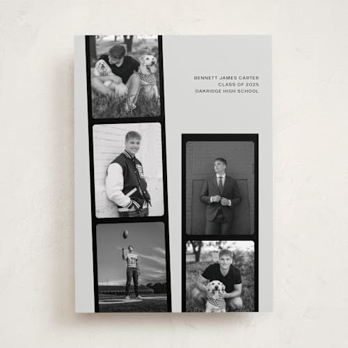 This is a mist graduation announcements with standard by taylorVdesign called highlight reel printing on recycled smooth signature in standard