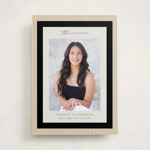 This is a noir graduation announcements with standard by Jackie Crawford called modern striped frame printing on recycled smooth signature in standard