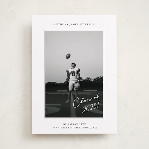 This is a cloud graduation announcements with standard by Maggie Daugherty called class of 2025! printing on recycled smooth signature in standard