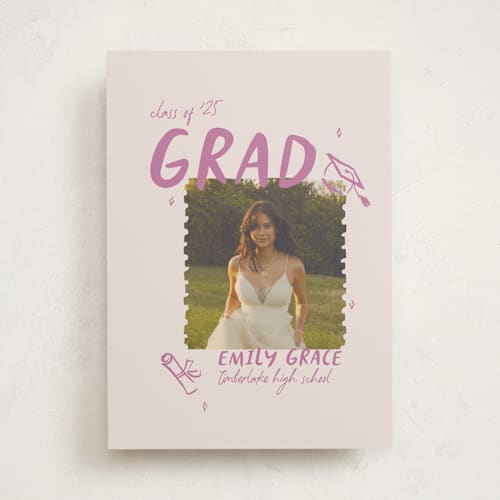 This is a candy graduation announcements with standard by Vera Lim called playful printing on recycled smooth signature in standard