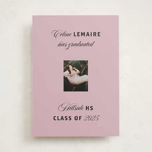 This is a bonbon graduation announcements with standard by Claire called popular printing on recycled smooth signature in standard