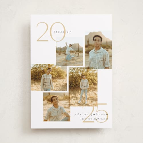 This is a marigold graduation announcements with standard by Carolyn Nicks called chic five printing on recycled smooth signature in standard