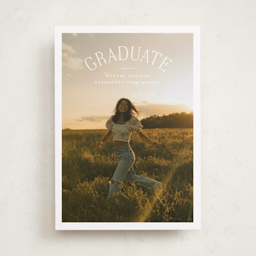 This is a cloud graduation announcements with standard by Carolyn MacLaren called study guide printing on recycled smooth signature in standard