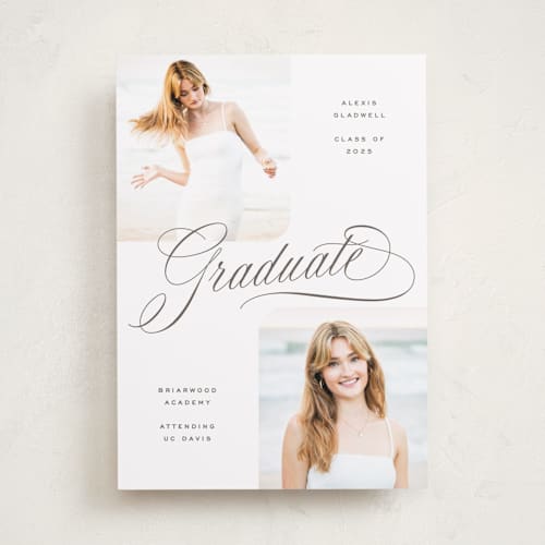 This is a cloud graduation announcements with standard by Hooray Creative called ebb and flow printing on recycled smooth signature in standard