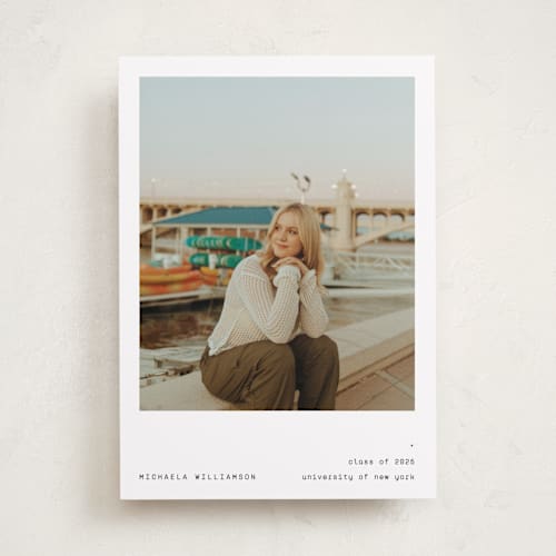 This is a ink graduation announcements with standard by Blustery August called typewritten printing on recycled smooth signature in standard