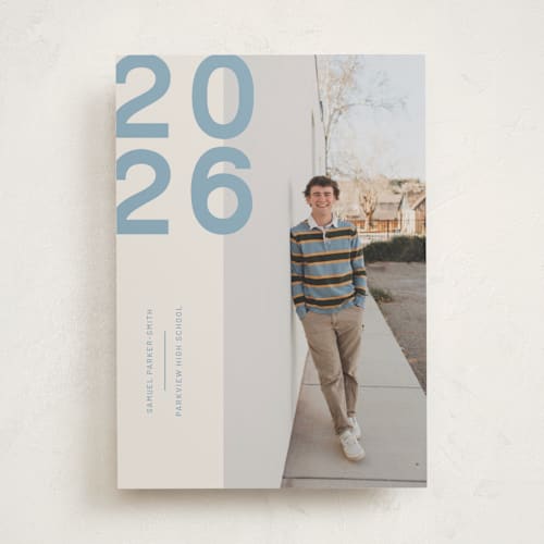 This is a lake graduation announcements with standard by Kelly Watkins called modern year printing on recycled smooth signature in standard