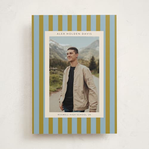 This is a canoe graduation announcements with standard by Morgan Kendall called preppy stripes printing on recycled smooth signature in standard