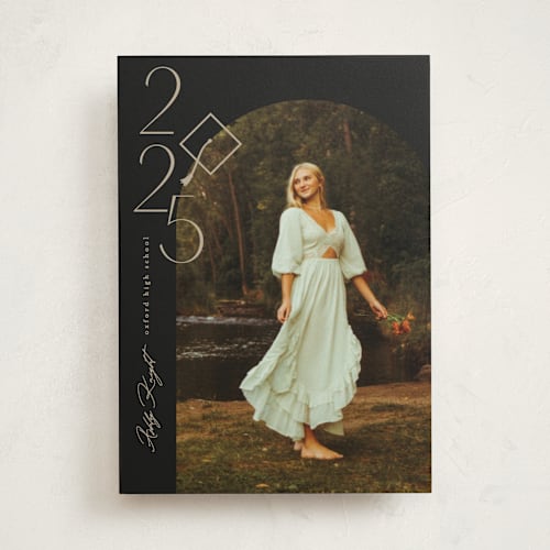 This is a noir graduation announcements with standard by Creo Study called shiny year printing on recycled smooth signature in standard