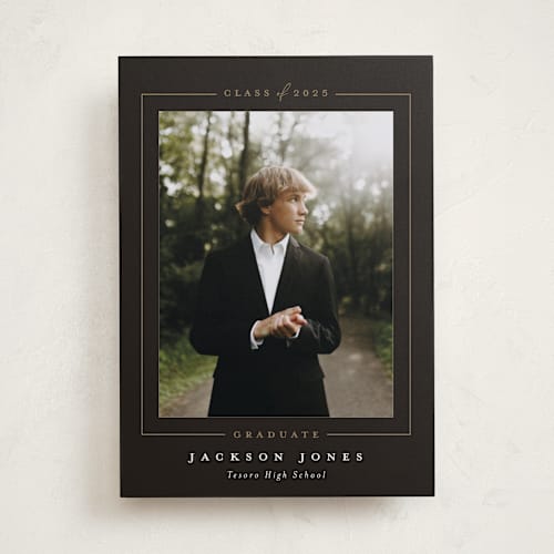 This is a truffle graduation announcements with standard by Joanna Griffin called straight arrow printing on recycled smooth signature in standard
