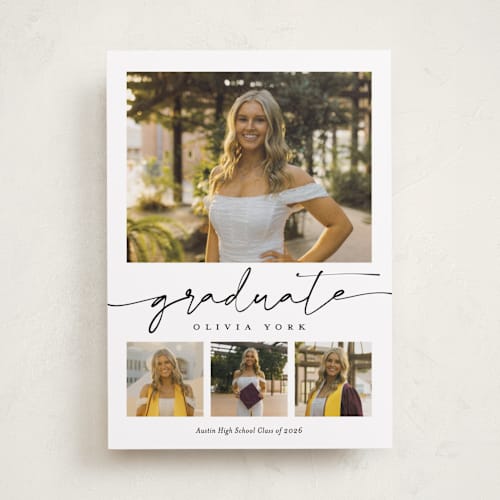 This is a snow graduation announcements with standard by Sarah Curry called graduation gallery printing on recycled smooth signature in standard