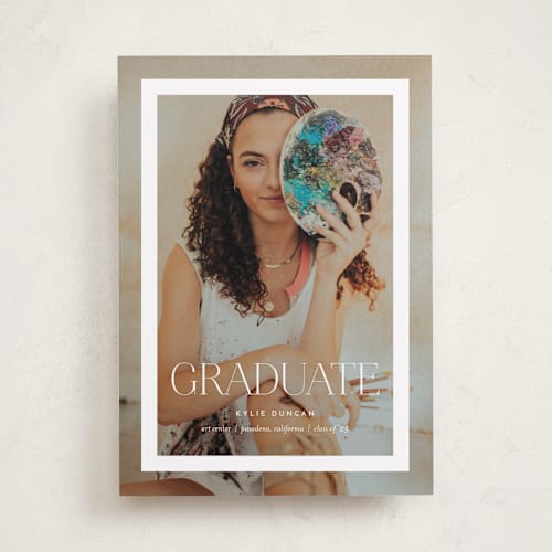This is a cloud graduation announcements with standard by Eric Clegg called framed graduate printing on recycled smooth signature in standard