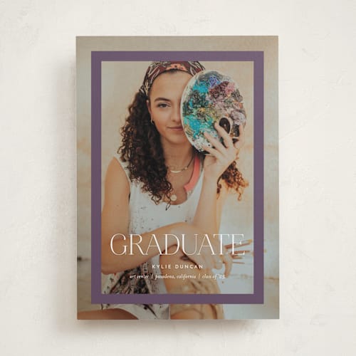 This is a plum graduation announcements with standard by Eric Clegg called framed graduate printing on recycled smooth signature in standard