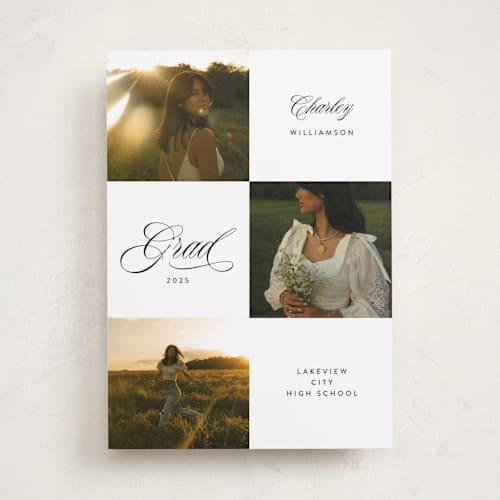 This is a cotton graduation announcements with standard by Kate Ahn called checked printing on recycled smooth signature in standard