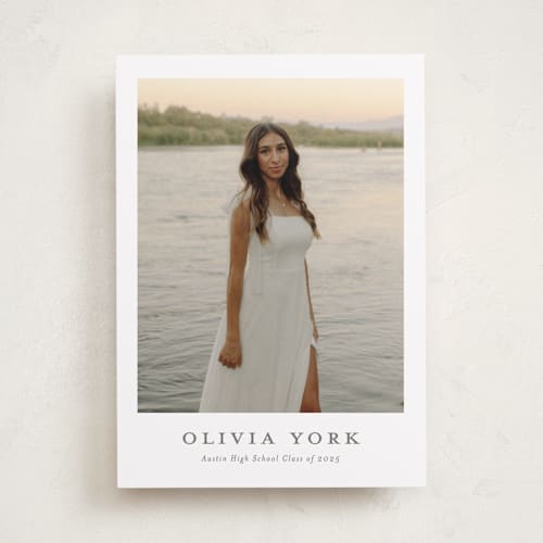 This is a snow graduation announcements with standard by Sarah Curry called archive printing on recycled smooth signature in standard