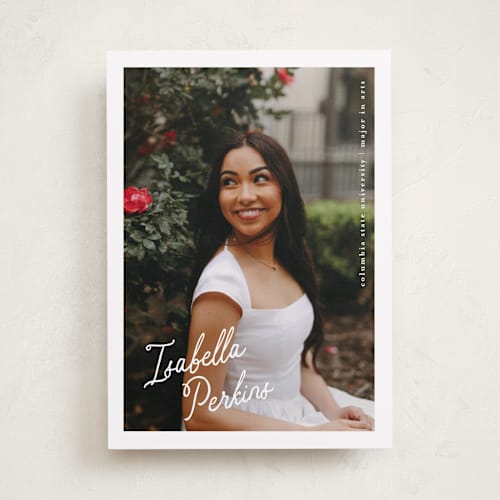 This is a porcelain graduation announcements with standard by chocomocacino called horchata printing on recycled smooth signature in standard