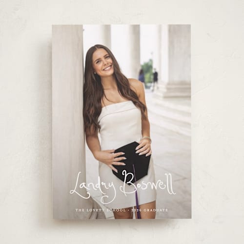 This is a cotton graduation announcements with standard by Sara Hicks Malone called westminster printing on recycled smooth signature in standard