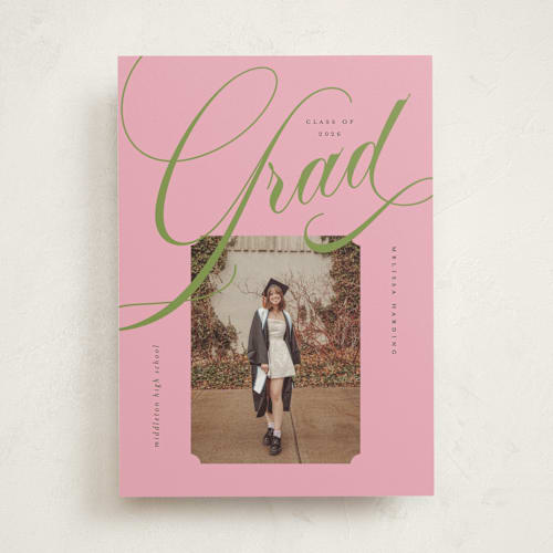 This is a strawberry matcha graduation announcements with standard by Vera Lim called bold.. printing on recycled smooth signature in standard