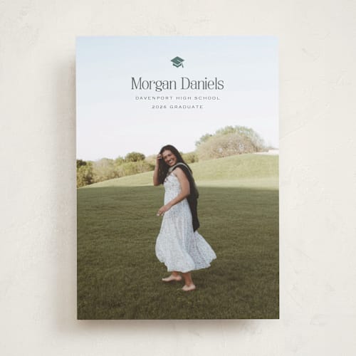 This is a fairway graduation announcements with standard by Carolyn MacLaren called elated cap printing on recycled smooth signature in standard