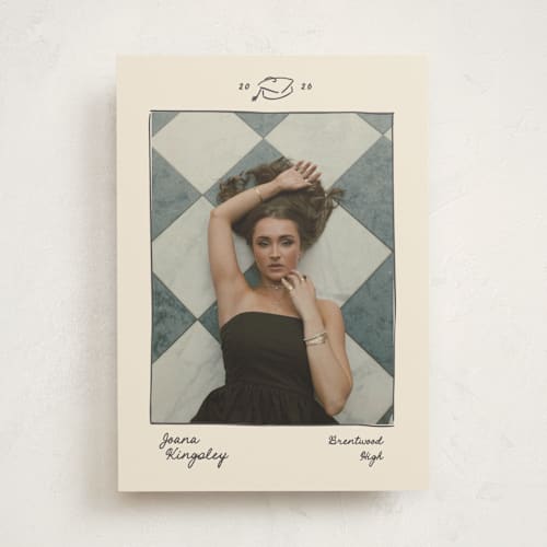 This is a latte graduation announcements with standard by Creo Study called doodled grad printing on recycled smooth signature in standard