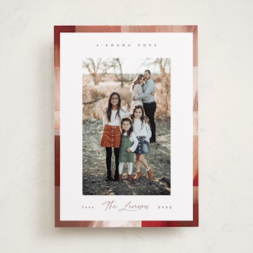 This is a maple leaf rosh hashanah cards by Leah Bisch called modern plaid printing on recycled smooth signature in standard