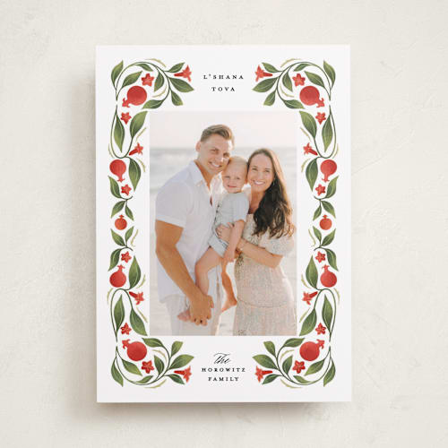 This is a sunshine rosh hashanah cards with standard by Grae called luxe pomegranate printing on recycled smooth signature in standard