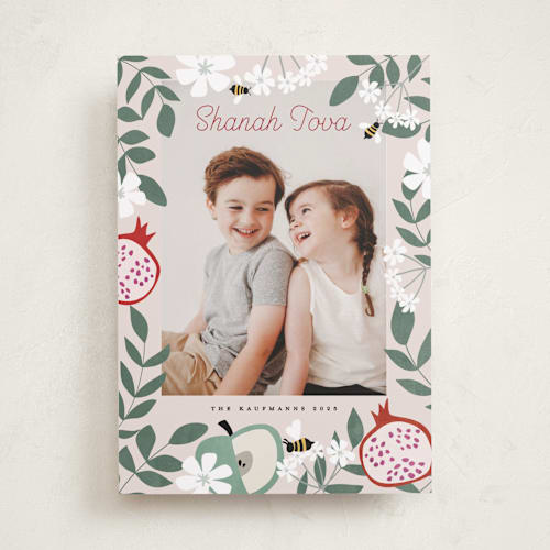 This is a cherry rosh hashanah cards with standard by Maja Cunningham called joyful rosh hashanah printing on recycled smooth signature in standard