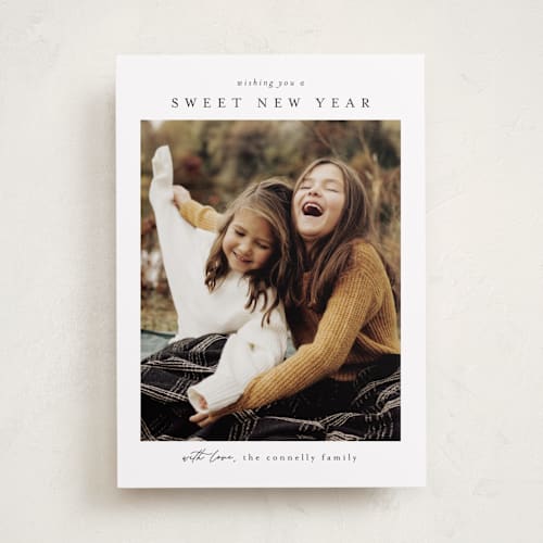 This is a snow rosh hashanah cards with standard by Chris Griffith called frame of happiness printing on recycled smooth signature in standard