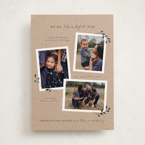 This is a kraft thanksgiving cards invitations with standard by Melissa Egan of Pistols called thankful for printing on recycled smooth signature in standard