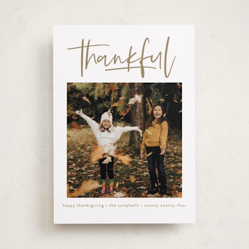 This is a acorn thanksgiving cards invitations with standard by Susan Asbill called we are thankful printing on recycled smooth signature in standard