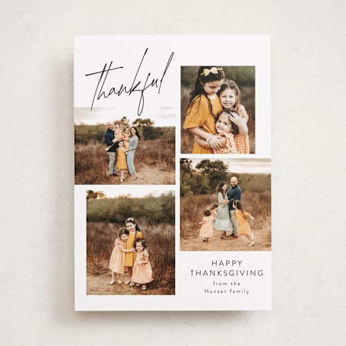 This is a snow thanksgiving cards invitations with standard by Nicoletta Savod called mod collage printing on recycled smooth signature in standard