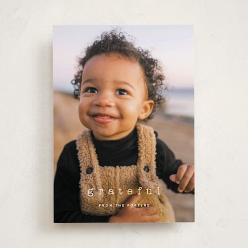 This is a snow thanksgiving cards invitations with standard by Sara Hicks Malone called typewriter printing on recycled smooth signature in standard