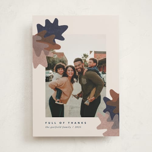 This is a chestnut thanksgiving cards invitations with standard by Carrie Moradi called collage foliage printing on recycled smooth signature in standard