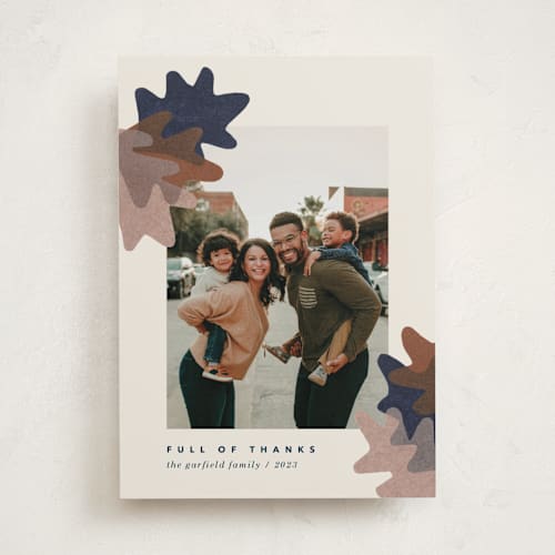 This is a chestnut thanksgiving cards invitations with standard by Carrie Moradi called collage foliage printing on recycled smooth signature in standard