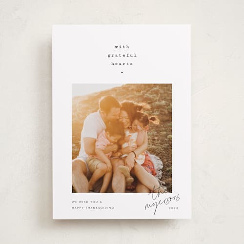 This is a ink thanksgiving cards invitations with standard by Blustery August called grateful hearts printing on recycled smooth signature in standard