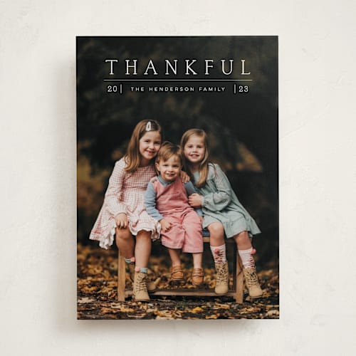 This is a whipped cream thanksgiving cards invitations with standard by Ashley DeMeyere called simply thankful printing on recycled smooth signature in standard