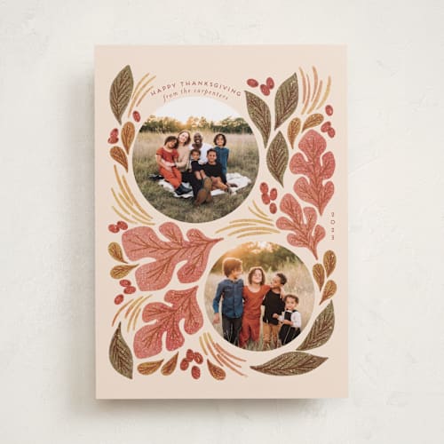 This is a almond thanksgiving cards invitations with standard by Heather Cairl called full of thanks printing on recycled smooth signature in standard