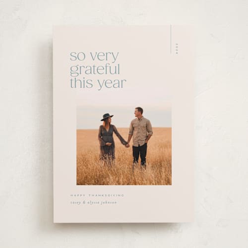 This is a sapphire thanksgiving cards invitations with standard by Ellen Schlegelmilch called statement printing on recycled smooth signature in standard