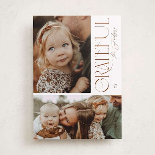 This is a acorn thanksgiving cards invitations with standard by Brittany Braithwaite called grateful gallery printing on recycled smooth signature in standard